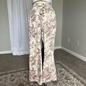 Pilcro High Rise Bootcut Button Fly Floral Trouser Pants Size 32 Anthropologie